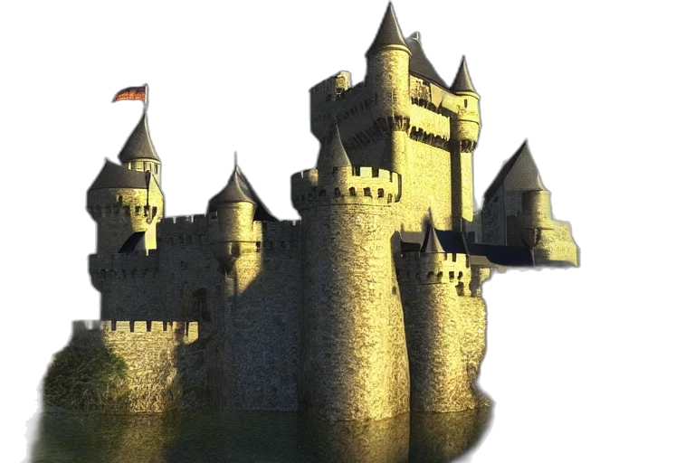 dragon, crown, building, 3d render, fantasy art, concept art, photorealistic, underwater transparent PNG cut-out