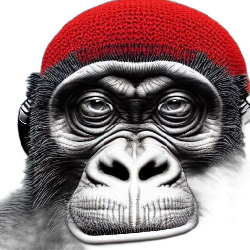 animal, hat, mask, face, photorealistic, concept art, 3d render, red transparent PNG cut-out