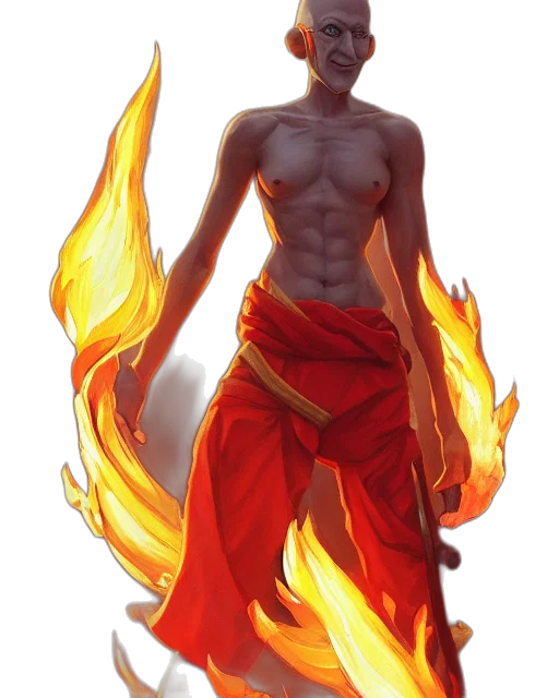 concept art, fantasy art, comic book art, pixel art, fire, red, squidward, wearing transparent PNG cut-out