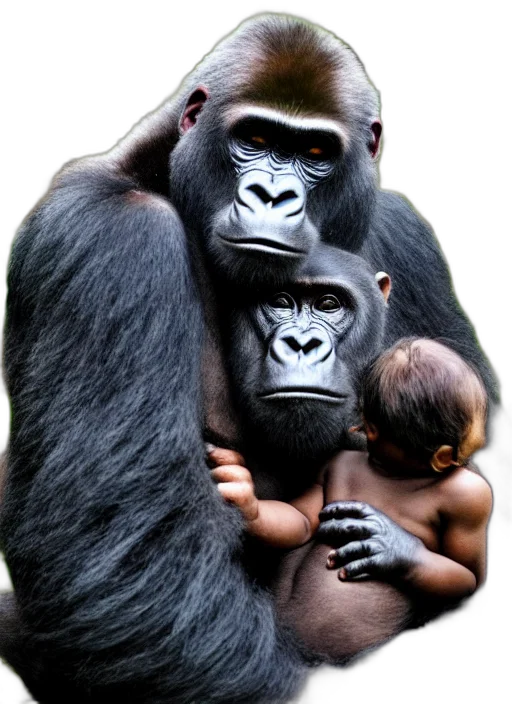 animal, creature, photorealistic, gorilla transparent PNG cut-out