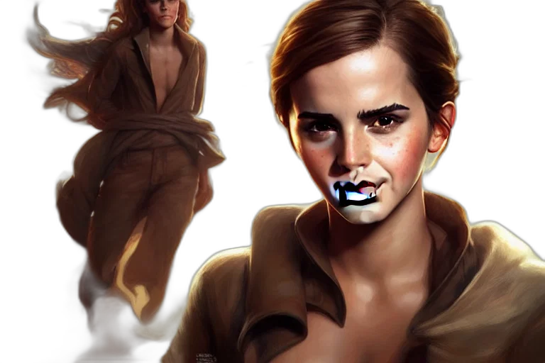 photorealistic, concept art, fantasy art, comic book art, emma, watson, inside, menu transparent PNG cut-out