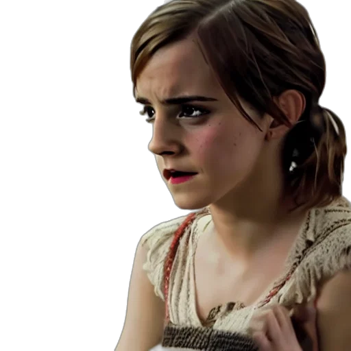 face, photorealistic, emma, watson, distress, full, body, visible transparent PNG cut-out