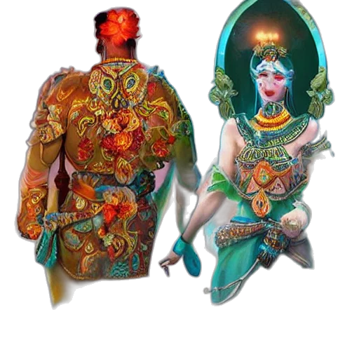 jewelry, mask, staff, jacket transparent PNG cut-out