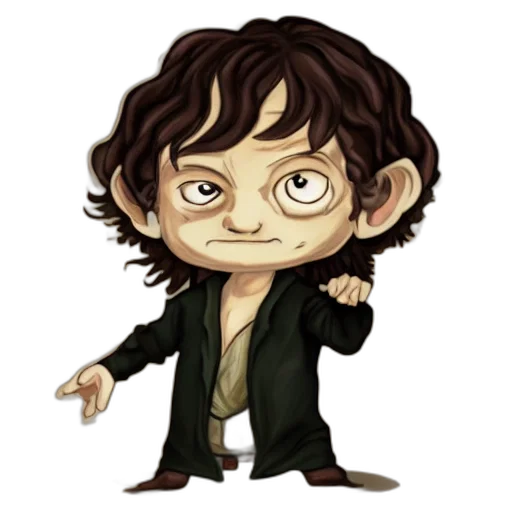staff, cartoon, concept art, fantasy art, comic book art, chibi, smeagol, frodo transparent PNG cut-out