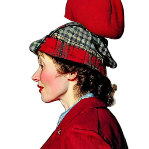 hat, jacket, staff, face transparent PNG cut-out