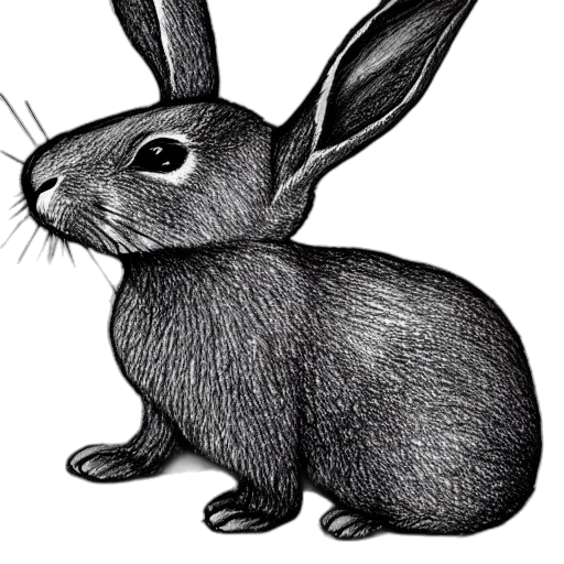 animal, creature, pencil sketch, photorealistic, cartoon, concept art, drawing, rabbit transparent PNG cut-out