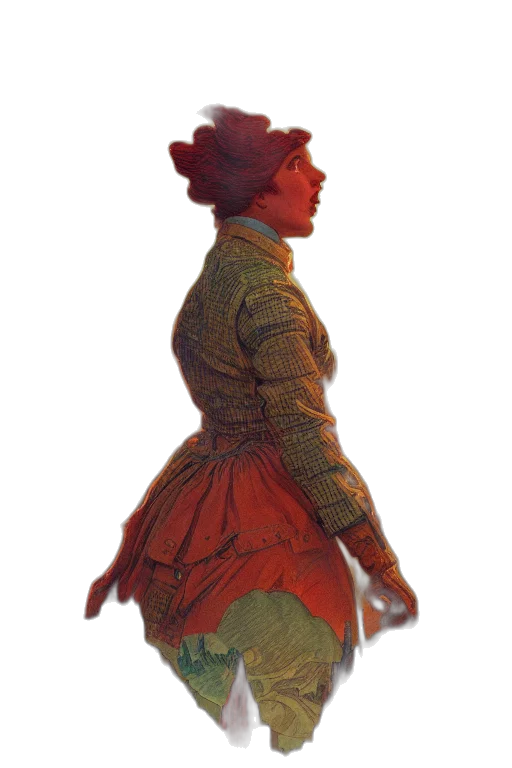 dress, jacket, staff, hat transparent PNG cut-out
