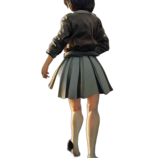 jacket, dress, staff, weapon, 3d render, concept art, photorealistic, cartoon transparent PNG cut-out