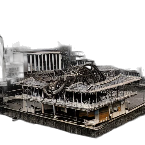 building, 3d render, concept art, photorealistic, hiroshima transparent PNG cut-out