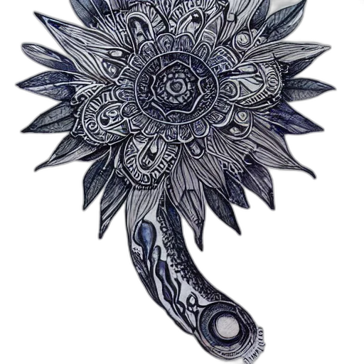 jewelry, crown, staff, flower, fantasy art, photorealistic, concept art, pencil sketch transparent PNG cut-out