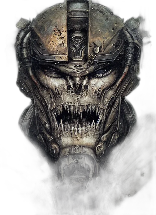 face, mask, robot, creature, concept art, comic book art, fantasy art, photorealistic transparent PNG cut-out