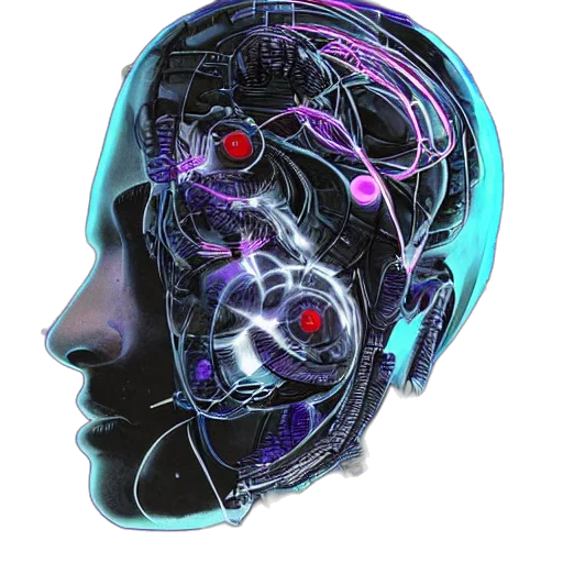 robot, face, mask, crown, cyberpunk, concept art, vaporwave, 3d render transparent PNG cut-out