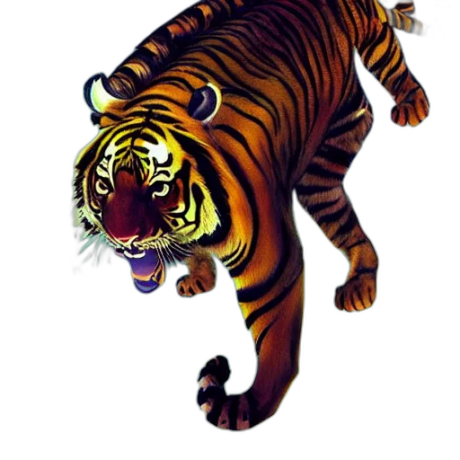animal, creature, staff, concept art, 3d render, pixel art, photorealistic, tiger transparent PNG cut-out