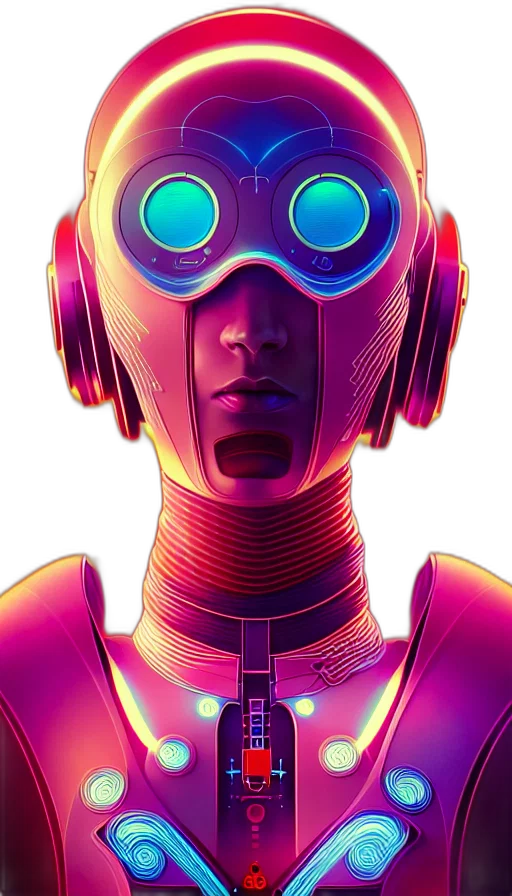 robot, face, mask, cyberpunk transparent PNG cut-out