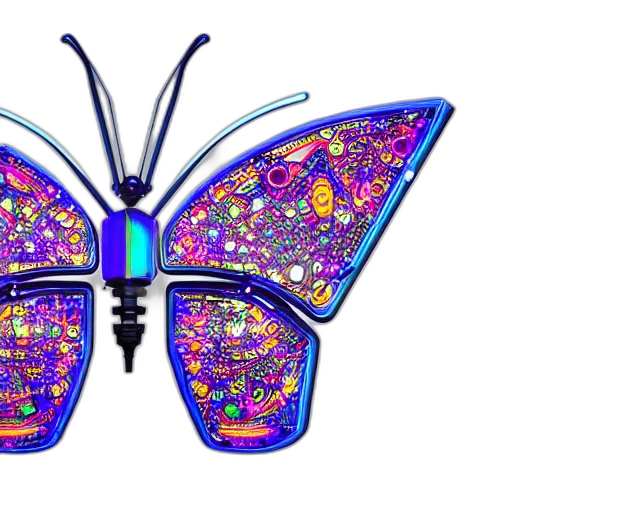jewelry, concept art, 3d render, fantasy art, colorful, futuristic, mechanical, butterfly transparent PNG cut-out