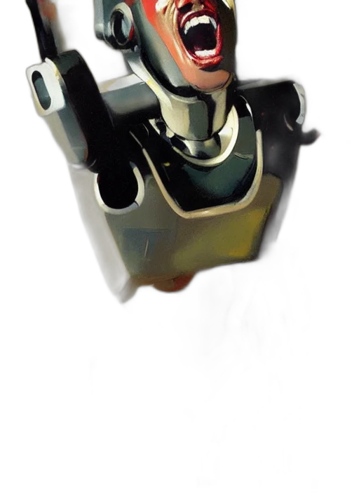 robot, jewelry, mask, weapon, 3d render, concept art, photorealistic, comic book art transparent PNG cut-out