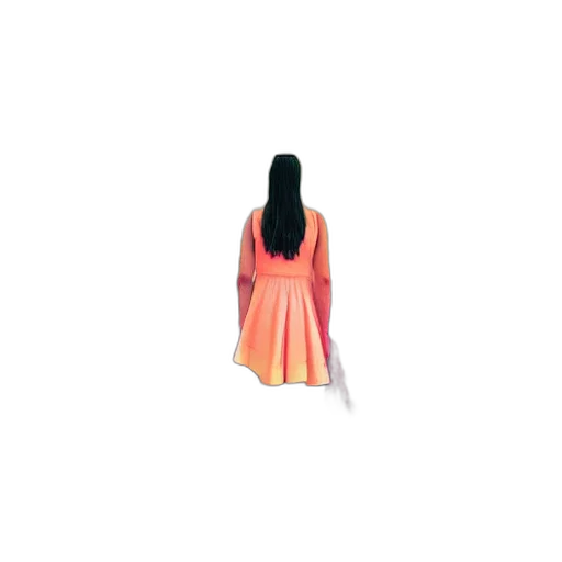 dress, jacket, hair, staff transparent PNG cut-out