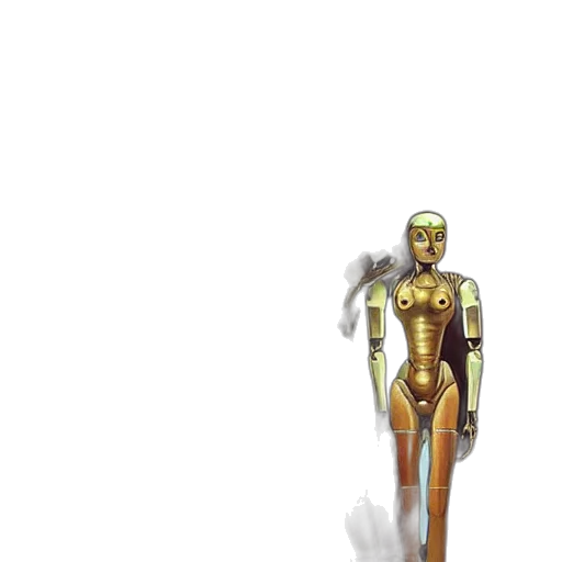 robot, staff, weapon, sword, concept art, pixel art, 3d render, comic book art transparent PNG cut-out