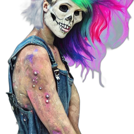mask, face, creature, cyberpunk, watercolor, concept art, photorealistic, neon transparent PNG cut-out