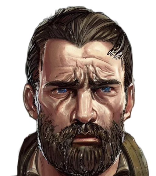 face, jacket, weapon, concept art transparent PNG cut-out