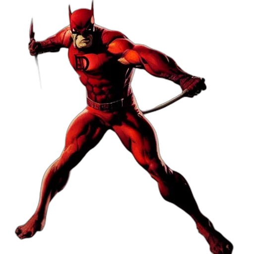 weapon, animal, comic book art, concept art, 3d render, red, daredevil, standing transparent PNG cut-out