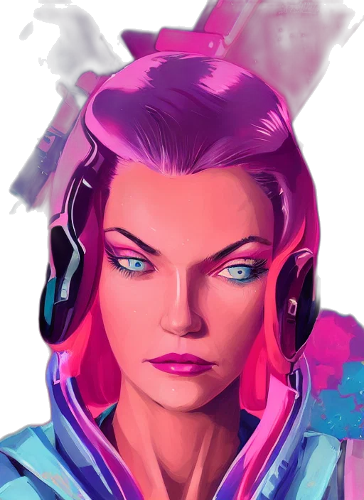 face, jacket, cyberpunk, comic book art transparent PNG cut-out
