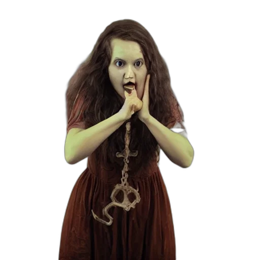 dress, creature, staff, mask transparent PNG cut-out