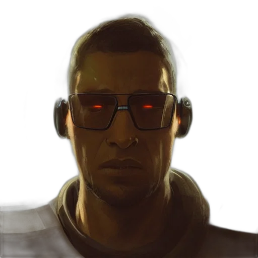 robot, face, staff, jacket transparent PNG cut-out