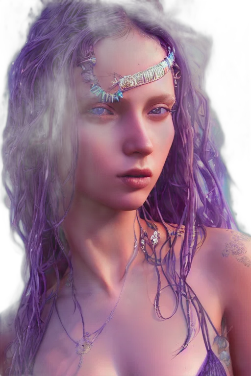 jewelry, crown, face, hair, fantasy art, photorealistic, cyberpunk, 3d render transparent PNG cut-out
