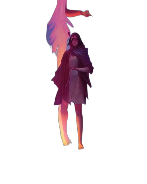dress, jacket, staff, creature, concept art, pixel art, fantasy art, watercolor transparent PNG cut-out