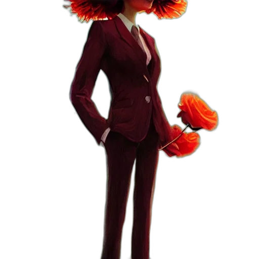 staff, flower, jacket, hat transparent PNG cut-out