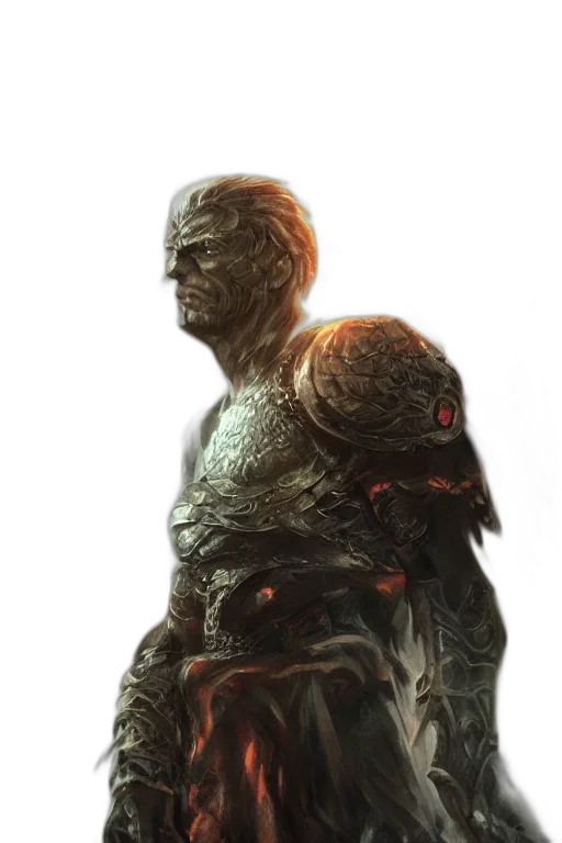 face, robot, creature, sword, concept art, fantasy art, comic book art, 3d render transparent PNG cut-out