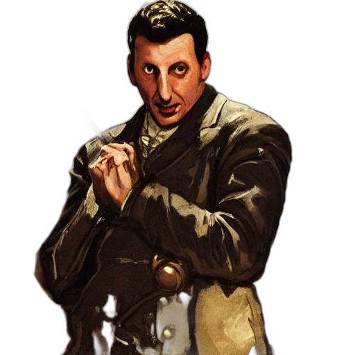 jacket, staff, face, weapon transparent PNG cut-out