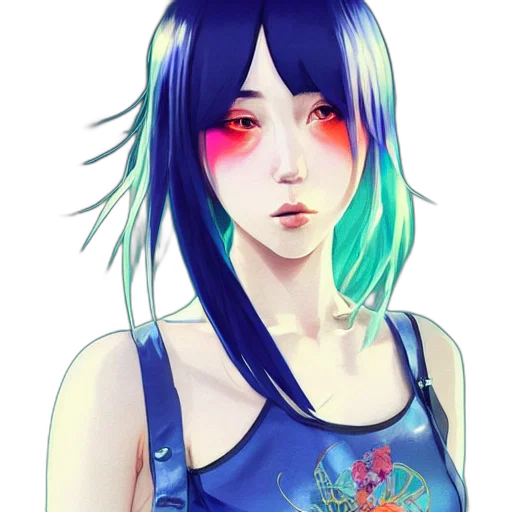 dress, face, mask, fantasy art, anime, concept art, pixel art, blue transparent PNG cut-out