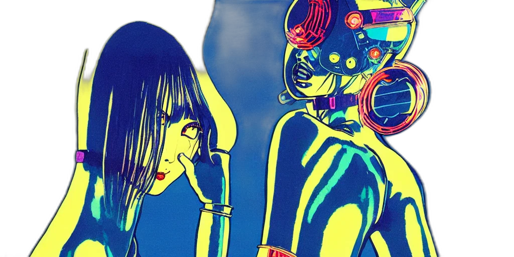 comic book art, cyberpunk, concept art, cartoon transparent PNG cut-out