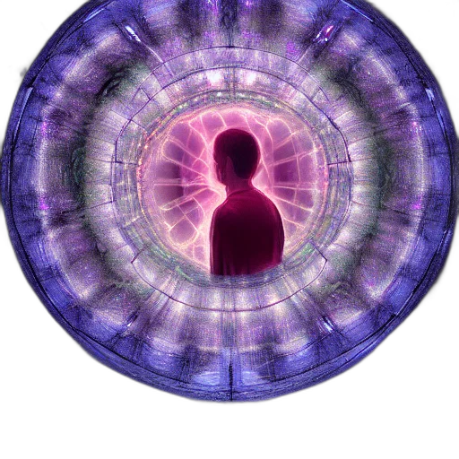 staff, umbrella, jewelry, hair, 3d render, vaporwave, concept art, outer space transparent PNG cut-out