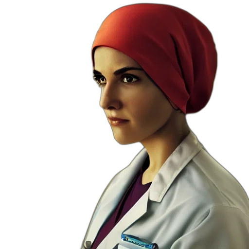 hat, face, photorealistic, concept art, very, beautiful, female, doctor transparent PNG cut-out