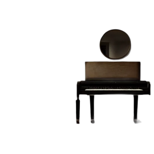 furniture, 3d render, photorealistic, concept art, earth tones, dark, monochrome, piano transparent PNG cut-out