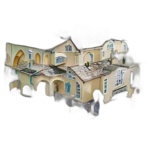 building, 3d render, concept art, photorealistic, watercolor, city street transparent PNG cut-out