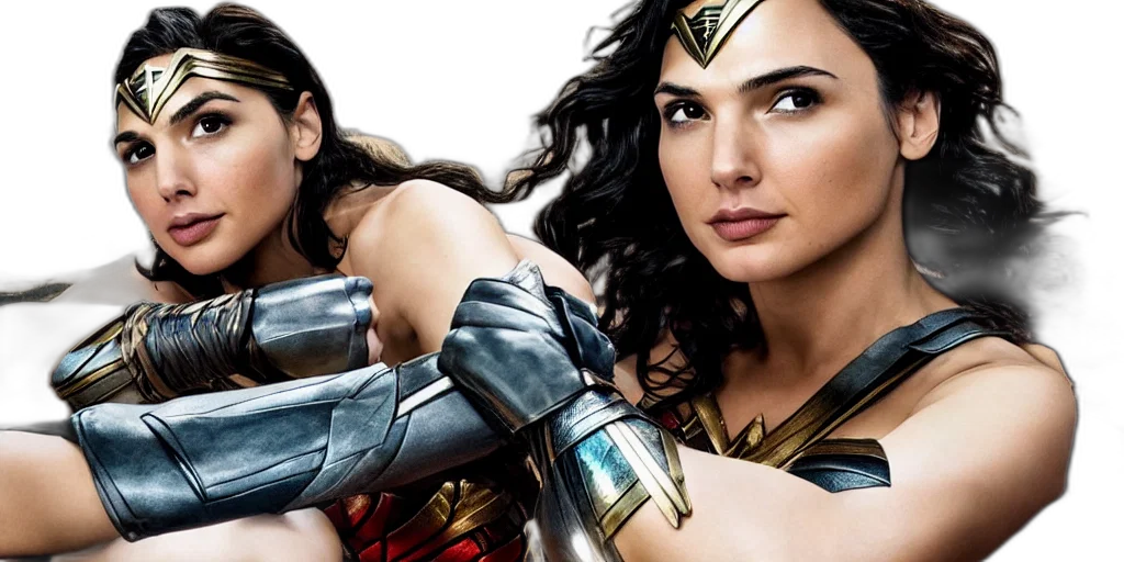 photograph, gal, gadot, dressed, wonder, woman, sitting, white transparent PNG cut-out