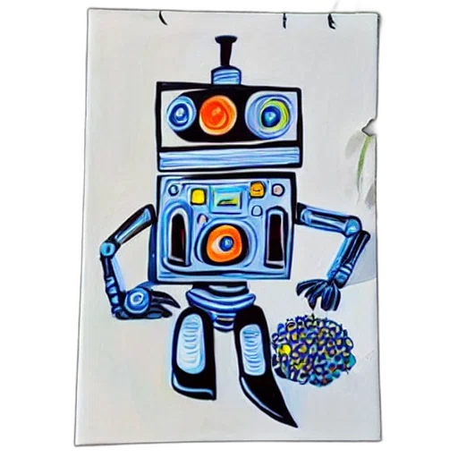 robot, concept art, watercolor, comic book art transparent PNG cut-out