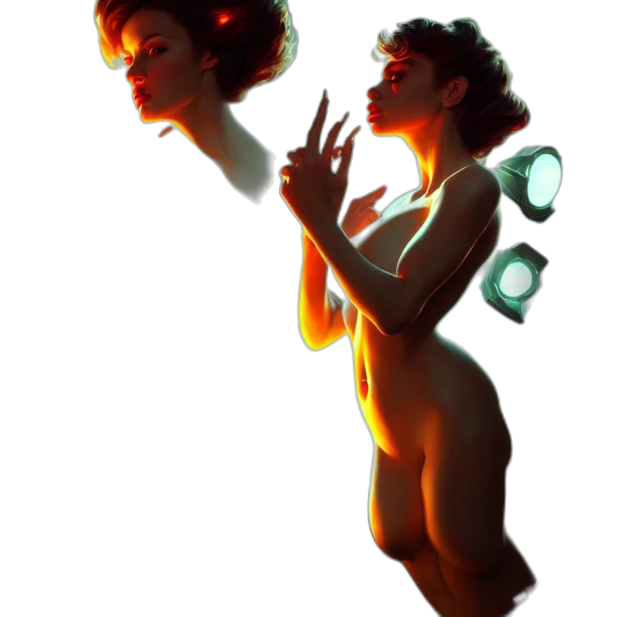 dress, concept art, 3d render, comic book art, cyberpunk, underwater, neon lights, outer space transparent PNG cut-out