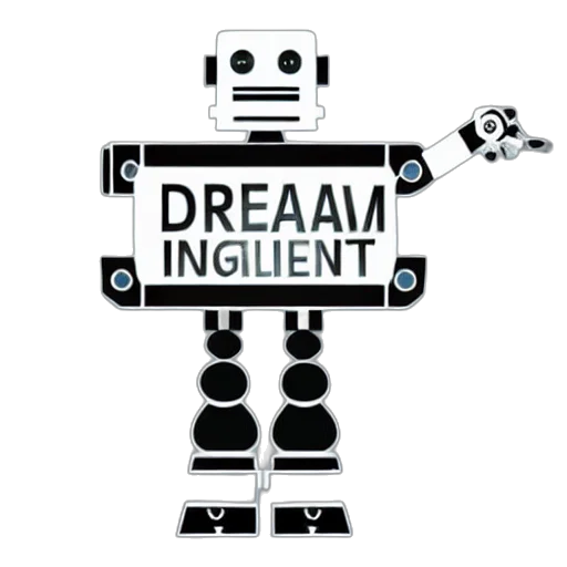 robot, concept art, pixel art, intelligence, holding, sign, text, reads transparent PNG cut-out