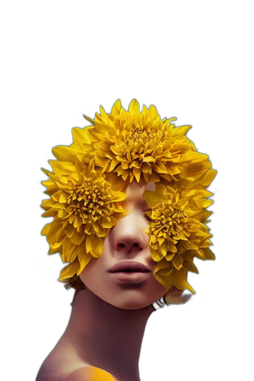 flower, crown, face, mask, photorealistic, fantasy art, concept art, 3d render transparent PNG cut-out