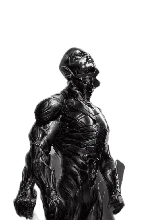 robot, creature, face, concept art, comic book art, fantasy art, 3d render, dark transparent PNG cut-out