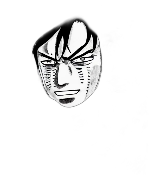 mask, face, creature, hair, comic book art, cartoon, anime, photorealistic transparent PNG cut-out