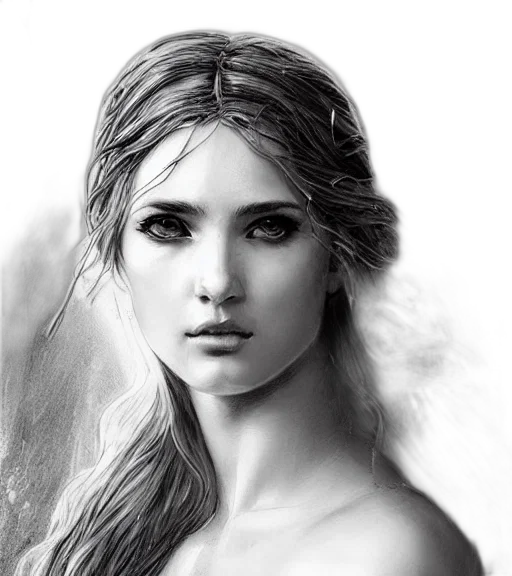 face, jewelry, hair, dress, photorealistic, fantasy art, pencil sketch, oil painting transparent PNG cut-out