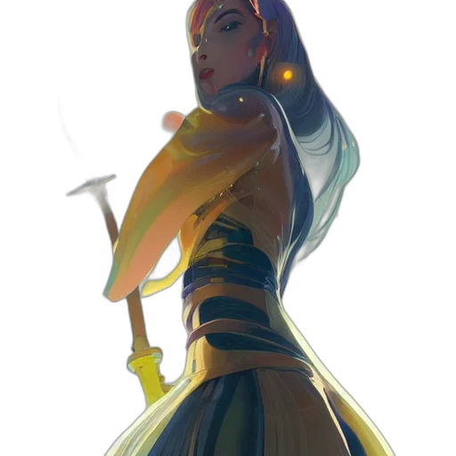 dress, sword, staff, weapon, concept art, fantasy art, comic book art, cyberpunk transparent PNG cut-out