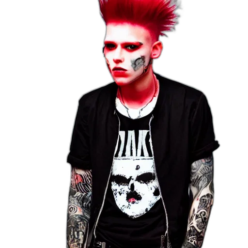 jacket, creature, photorealistic, concept art, cartoon, cyberpunk, red, young transparent PNG cut-out