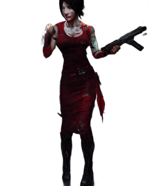 staff, dress, weapon, concept art, cyberpunk, 3d render, pixel art, red transparent PNG cut-out